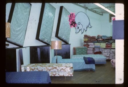 Store interior with pink elephant
