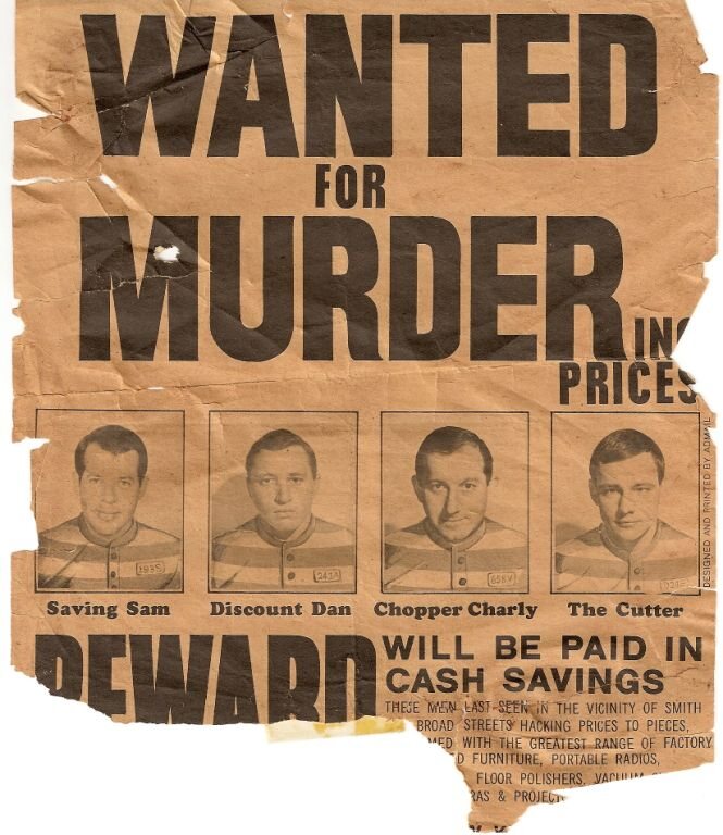 Wanted for murdering prices poster
